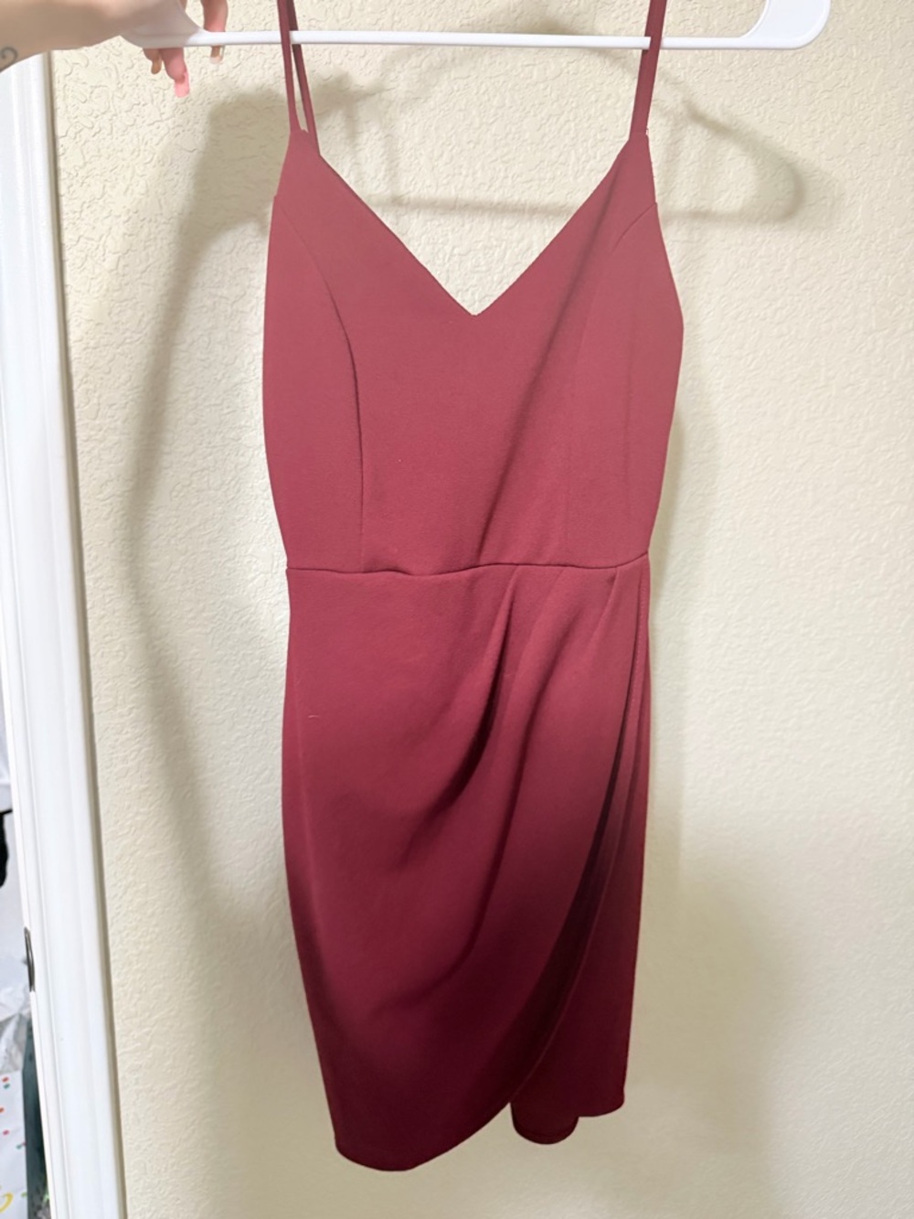 Lulu's Burgundy Spaghetti Strap V-Neck Mini Dress
